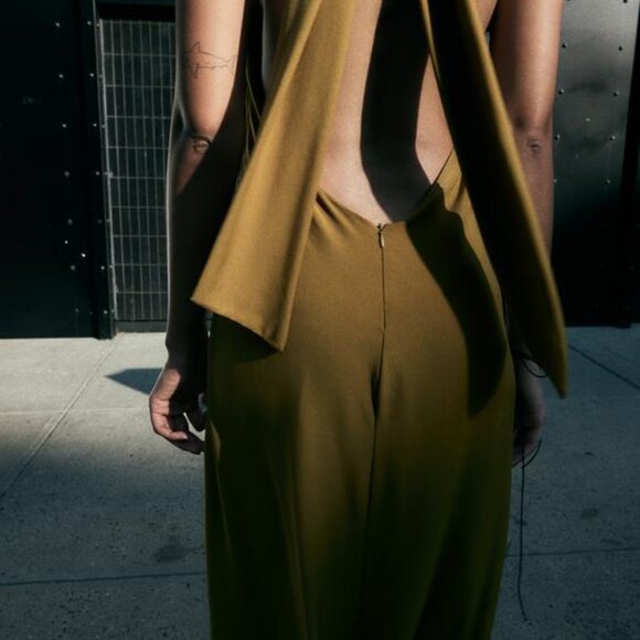 ZARA LONG OPEN BACK HALTER DRESS - Picture 9 of 9